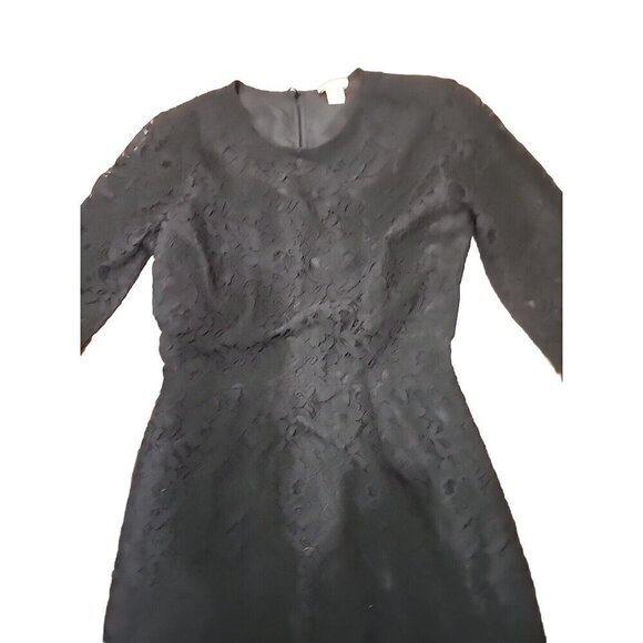 J. Crew Dress Mini Black Lace Overlay Sheath 3/4 Lace Sleeve Women's 0 - Picture 2 of 8